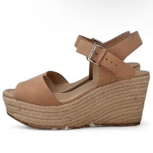 Nordstrom “42 Gold” Tan Leather Platform Espadrille Wedge Sandals